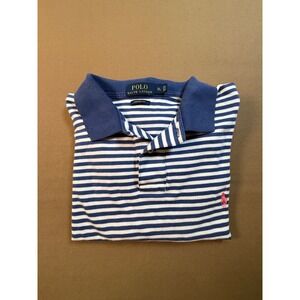 Polo Ralph Lauren Men's XL Blue White Striped Custom Fit Polo Shirt Cotton